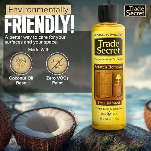 Trade Secret Light Wood Scratch Concealer, Scratch Remover for Real Wood Furniture & Floors – Covers Nicks, Scuffs & Dogs, Cats Scratches, Marks, Minor Defects - color: Light
