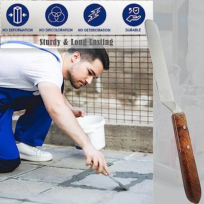 A2Z Scilab Brand Engineering Classic Offset Caulk Tooling Spatula, Stainless Steel (6 Inch Long Offset Blade) - style: 6 Inch Long Offset Blade