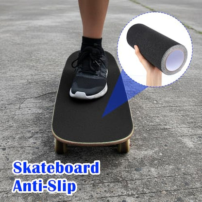 10 Inch x 16.5 Ft Anti Slip Traction Tape, Heavy Duty Grip Tape for Stairs, Non Skid Treads High Traction Non-Slip Safety Tape Roll for Indoor Outdoor, Waterproof, Weather Resistant (Black)