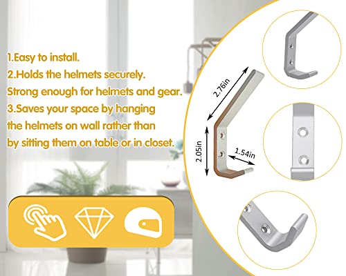 Deloky 4 Pack Motorcycle Helmet Holder Hook -Jacket Bags Wall Mount Cloth Display Rack Hook with Mounting Screws (4pcs Hook+ 8pcs Screws)
