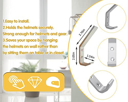 Deloky 4 Pack Motorcycle Helmet Holder Hook -Jacket Bags Wall Mount Cloth Display Rack Hook with Mounting Screws (4pcs Hook+ 8pcs Screws)