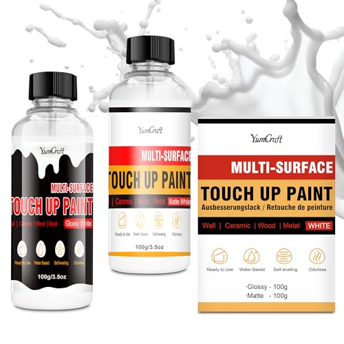 White Touch Up Paint Pen 7oz, Multi-Surface White Wall Paints Matte & Gloss, Touch Up Paint Repairs Scratches Chips Cracks & Spots, Walls Cabinets Doors Tubs Tiles Porcelain Acrylic Wood Furniture