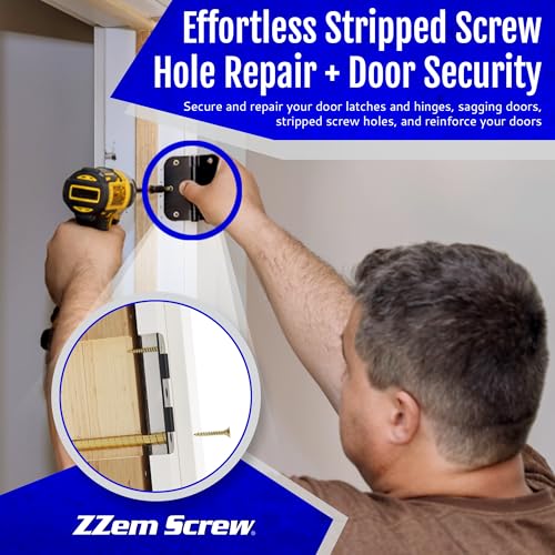 12-PK - #9x3 Brass Screws Permanent Door Hinge Repair Kit – Easy Stripped Screw Hole Fix – Reinforce Hinges, Strike Plates & Door Jamb – Quickly Fix Stripped Hinge Screws - Made in USA