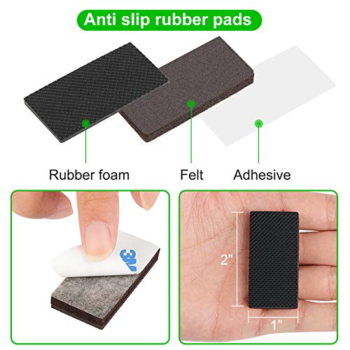 Rectangle Non Slip Furniture Pads 16 Pieces 1x2 inch, Anti Slip Rubber Furniture Pads, Furniture Grippers for Hardwood Floors, Black, Rectangular - size: 16pcs Rectangle