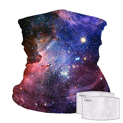 Reusable Neck Gaiter with Filter Insert, Fashionable Cooling Face Covering Bandanas for Men/Women - color: Space