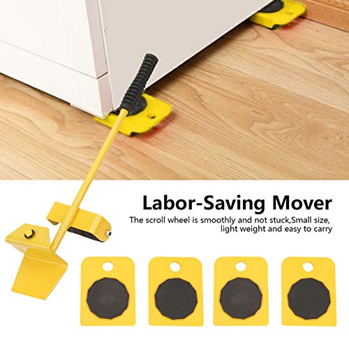 KUIDAMOS Furniture Mover Set, 150KG Capacity Transport Moving Plate, Smooth Scroll Wheel, Rectangular, Yellow, Plastic