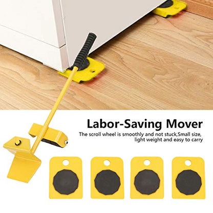 KUIDAMOS Furniture Mover Set, 150KG Capacity Transport Moving Plate, Smooth Scroll Wheel, Rectangular, Yellow, Plastic