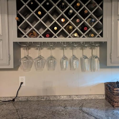 10.8 Inch Wine Glass Rack, Under Cabinet Wine Glass Holder, Wine Glass Hangers Under Shelf, Chrome Finish Stemware Rack, Hanging Stemware Holder for Cabinet Kitchen Bar, Set of 4 - color: Silver Chrome, size: 10.8 Inch 4 Pack