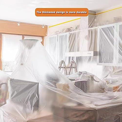 Pre-Taped Masking Film Paint Adhesive Protective Film Roll Painters Plastic with Tape Tape and Drape for Automotive Painting Covering (Size - 3.6 x 65-Feet,3 Pack) - style: 3.6-feet X 65-feet, 3 pack