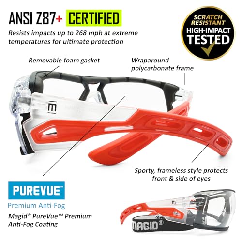 MAGID AcuSpex Frameless Clear Safety Glasses,TurboDry Strap, ESX4020