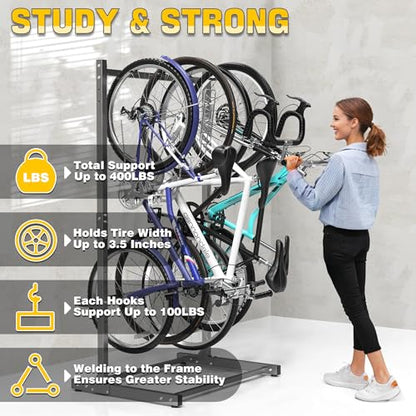Ultrawall Freestanding Bike Rack, Vertical Bike Storage Stand for Garage, Indoor Bicycle Organizer, Holds Up to 4 Bikes - style: Holds 4 Bikes