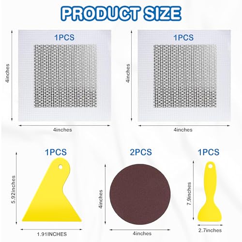 Drywall Repair Kit 2 Pack of 4 Inch Aluminum Wall Repair Patch Kit with Small, Medium Scrapers, Sandpaper, Self Adhesive Fiber Mesh, Dry Wall Hole Repair Patch, Galvanized Metal Patch (6 Pcs) - size: 6 Pcs (4")