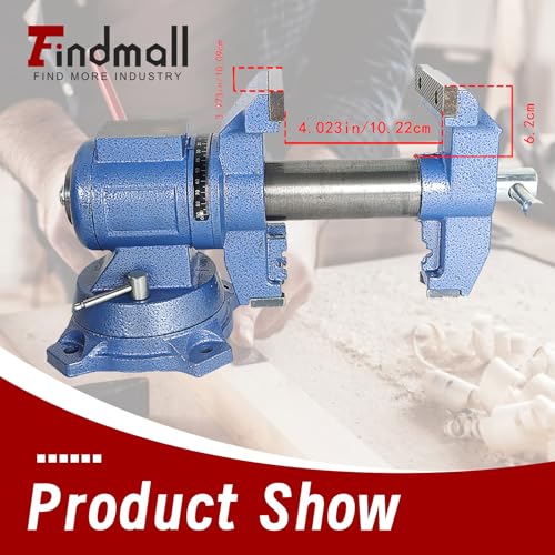 findmall Multipurpose Heavy Duty Multi-Jaw Vise with Swivel Base and Head for Clamping Fixing Equipment - 360-Degree Rotation, Home or Industrial Use (4 inch) - size: 4 inch