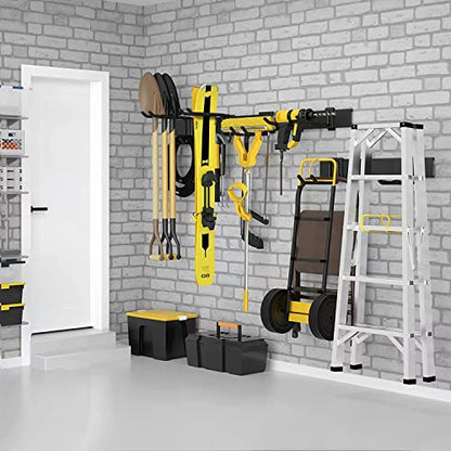 Garage Tool Organizer Wall Mount 13 PCS, Yard Garden Tool Organizer, Adjustable Tool Storage Rack with 8 Heavy Duty Hooks, Max Load 500lbs Garage Organization - size: 48.1inch