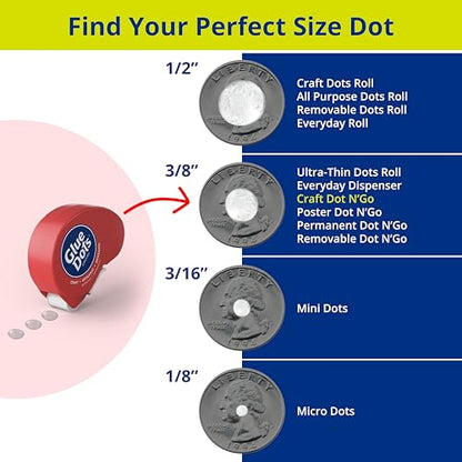 Glue Dots, Craft Dots Dot N' Go Dispenser, Double-Sided, 3/8", .38 Inch, 200 Dots, DIY Craft Glue Tape, Sticky Adhesive Glue Points, Liquid Hot Glue Alternative, Clear - style: Craft Dots Dispenser