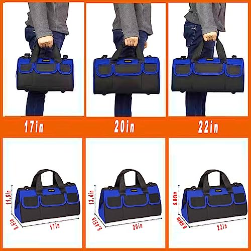 FASTECH 17 Inch Heavy Duty Tool Bag With Wide Mouth for Tool Storage, Carrier and Organizer, Tool Tote For Men/Women, Wide Mouth Tool Bag with Inside Pockets (17 Inch) - size: 17inch