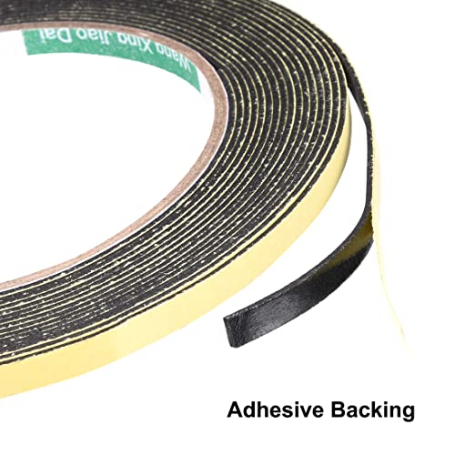 uxcell Sealing Foam Tape 5mm Wide 1mm Thick 5m/16.4ft Long, Self Adhesive Weather Strip for Window Door Insulation, Pack of 2