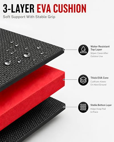 Foldable EVA Utility Mat with Handle, Heavy Duty Mechanic Mat for Kneeling, Workouts, Garages, Gardening, Camping, Picnics, Outdoor Adventures and Home Gyms, Red - color: Red