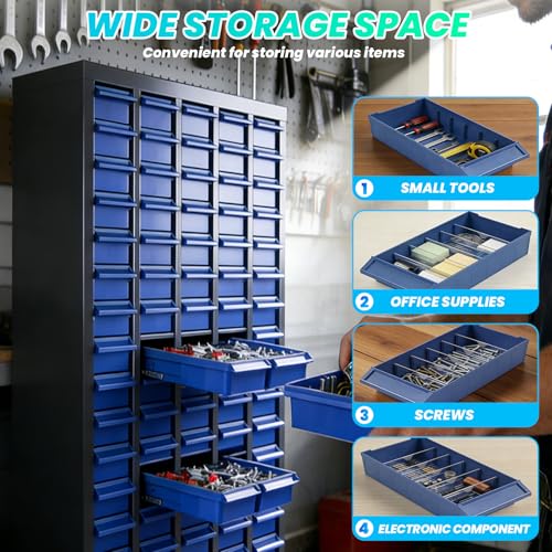 100 Drawers Bolt & Nut Tool Storage Cabinet with ABS Material, 25.8” x 8.66” x 46” Parts Cabinet with Label Stickers & Shelves, Parts Cabinet for Tool Hardware Storage, Auto Repair Shop (100 Drawer) - size: 100 Drawer