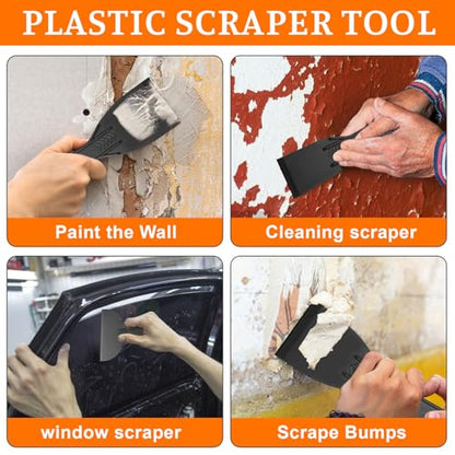 15 Pack Plastic Putty Knife, Putty Knife Scraper for Spackling, Scraper Tool Set in 6 Sizes, Flexible Knives for Taping Drywall Wall Painting