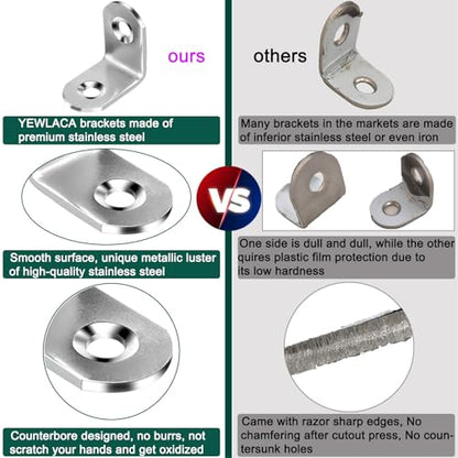 20 PCS Corner Braces 25mm x 25mm Stainless Steel 90 Degree Joints Right Angle Bracket L Shaped Corner Brackets Fastener for Wood Furniture, Screws Included - size: 25*25mm/ 1in