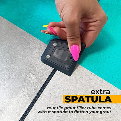 PentaUSA Tile Grout Repair Kit - Black Premixed Acrylic Sanded Grout Filler for Bathroom, Shower, and Kitchen Tile Repair, Water-Resistant Tube with Applicator, Fills Cracks and Gaps, (8.8oz / 250g)