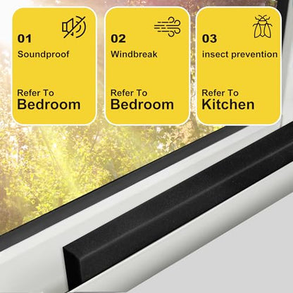 Tlswshsy 2 in x 6.5 ft Air Conditioner Foam Tape-2Pcs Non-Adhesive Foam Seal Strip with Glue Point for Door/Window Seal - color: black-2pcs
