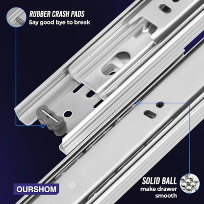 8 Inch Drawer Slides 1 Pairs (2pcs) Side Mount Rails - Heavy Duty Full Extension Ball Bearing – Drawer Slide Glides for Cabinet Kitchen, Dresser Runners - Draw Slides Sliders 100Lb Capacity - color: Silver, size: 8 Inch