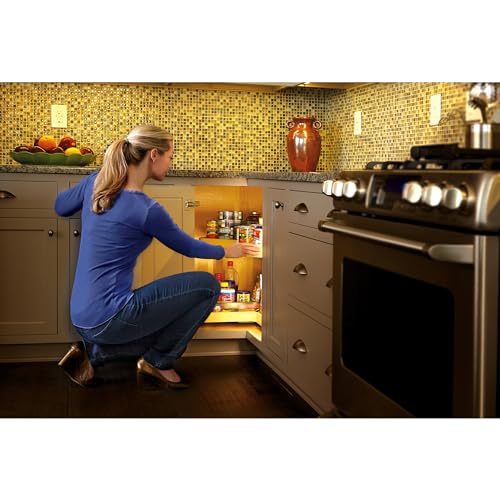 Rev-A-Shelf 32" Kidney Shaped Dual Tier Lazy Susan Organizer for Corner Base Kitchen Cabinets, Plastic Home Storage Shelves, White, 6472-32-11-52 - size: 32 In.