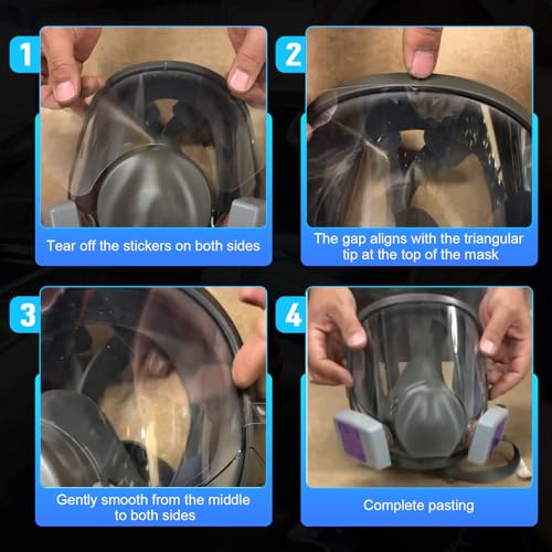 50 Pack Peel Off Lens Cover Compatible for 3M Respirator Masks 6885, 6000, 6700, 6800, 6900 Series, Faceshield Cover Lens, Full Face Mask Protector 9.9" x 5.6", Respirator Face Shield Cover