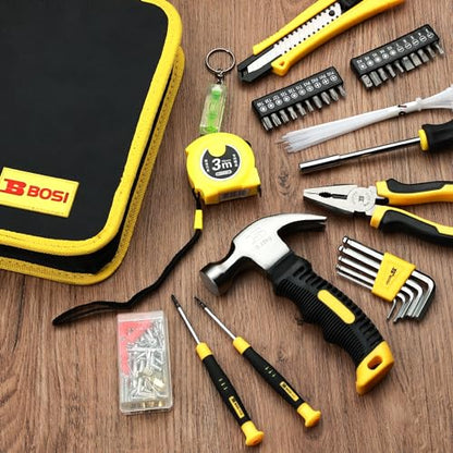 158 Piece Tool Set with Easy Carrying Round Pouch, Hand Tool Set - Durable, Long Lasting Chrome Finish Tools - Household Tool Kit Perfect for DIY, Home Maintenance (158 Piece) - style: 158 Piece