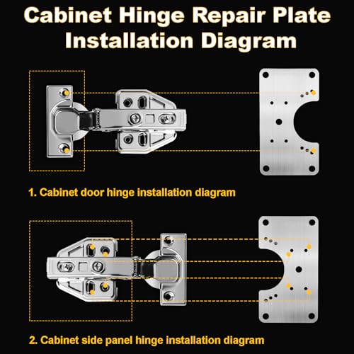6 Pcs Cabinet Hinge Repair Plate, Hinge Repair Board, Cabinet Hinges Repair Brackets with Screws, Metal Hinges Repair Fixing Plates - size: Small