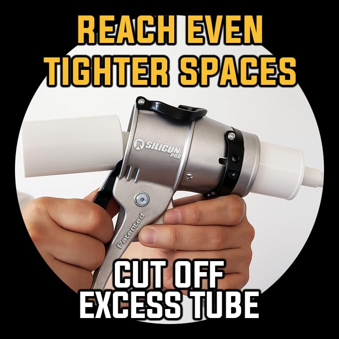 SILIGUN™ PRO Compact 24:1 Caulking Gun - No Drip Caulk Gun - Patent Design - Lightweight Aluminum Frame - Works with all 10 oz Tubes (SILIGUN PRO) - color: Siligun Pro