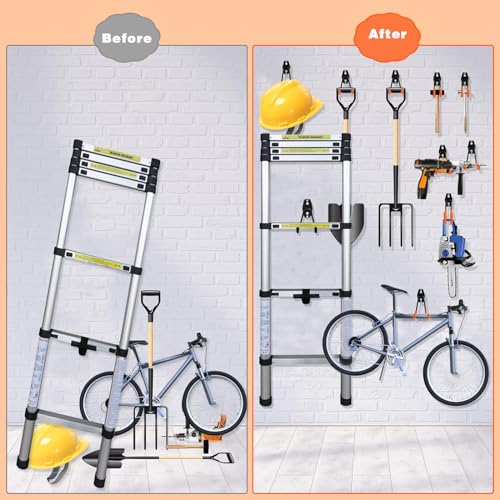 20 Pack Garage Storage Hooks Heavy Duty, Steel Bike Hook for Garage Organization, Utility Wall Mount Hooks with Anti-Slip Coating for Hanging Ladder, Ropes, Bike, Outdoor, Garden and Power Tool - size: 20pcs - Black
