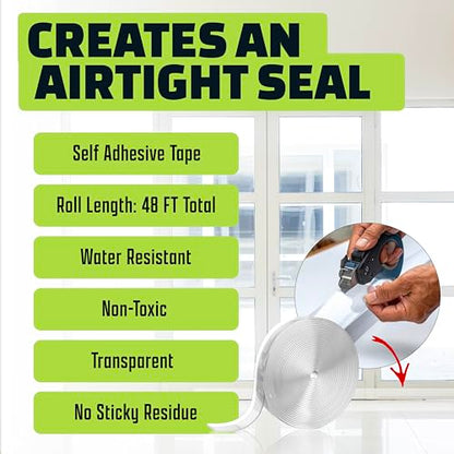 Alien Draft Seal Set of 49 Feet Anti-Draft Adhesive and Flexible Flap to Seal Gaps Around Doors and Windows As Seen On TV - size: 49 Feet - Pack of 1
