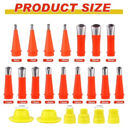 Universal Integrated Rubber Nozzle Tool Kit Caulking Tool Kit 22 Pcs Caulking Finisher Nozzle Caulking Nozzle Applicator Finishing Tool Stainless Steel Nozzle Tips Set for Bathroom Kitchen Doors