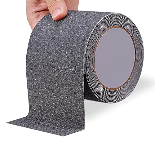 Qingluan Anti Slip Tape Heavy Duty Grip Tape Non Slip Stair Treads Waterproof High Traction Safety Tape for Indoor Outdoor Stairs Steps Floors (Grey, 4 Inch x 16.4ft) - color: Grey, size: 4 Inch x 16.4ft
