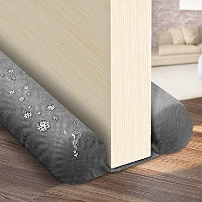 Waterproof Twin Door Draft Stopper Adjustable Size 30" to 36" Weather Stripping Noise Blocker Window Breeze Blocker - color: Gray, size: 2 inch