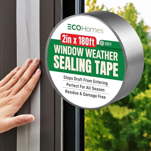 ECOHomes Window Weather Sealing Tape | Winter Weather Stripping Tape to Block Cold Drafts Through Window Gaps and AC Units, Insulation Seal and Draft Blocker for Home (2 Inch by 180 FT, Grey) - color: Gray, size: 2 Inch By 180 FT