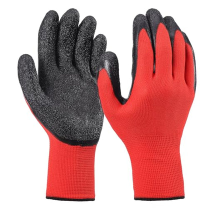 12 Pairs Crinkle Latex Coated Work Gloves for Men, Non-Slip Grip Gardening Gloves, Suit For Construction, Warehouse - size: Large