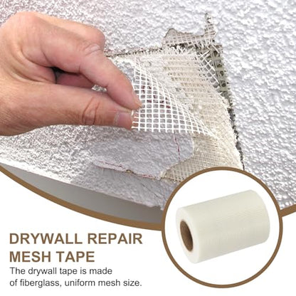 PATIKIL Drywall Repair Mesh Tape, 8 inch x 164 ft Fiberglass Repair Patch Self-Adhesive Dry Wall Joint Tape 7 Mesh Wall Hole Crack and Seam Patch, White - size: 8 inch x 164 Feet