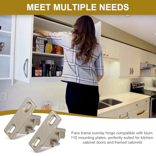 Hinge Mounting Plate Replacement for Blum 1 5/8" Overlay 110 Degree Compact 33 Edge, Edge Mount Plates for Blum Face Frame Overlay Hinge, Hinges for Cabinet Doors, Self Closeing Hinges(2 PCS)