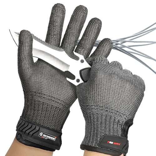Schwer Ultimate Cut Resistant Gloves Beyond ANSI A9, Reinforced Stainless Steel Glove, Food Grade Mesh Metal Gloves for Butcher Meat Cutting, Oyster Shucking, Mandoline, PR1708 (M, 2 PCS) - size: Medium (Pack of 2), style: 4.0 Reinforced Steel