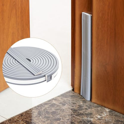QDiShi 196" Wedge-Shape Weather Stripping Door Seal Weatherproof Foam Seals Self Adhesive Insulation Anti-Collision Strip Soundproofing Frame Insulation Tape Fits 0.13-0.31" Gaps(Grey) - color: Gray