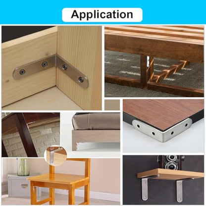 14 Pack L Bracket Corner Braces 2.5 Inch Stainless Steel Heavy Duty Shelf Bracket for Wood Shelves, Wall Hanging Support 90 Degree Joint Right Angle Brackets with Screws - size: Silver 2.5" x 2.5" x 0.8"