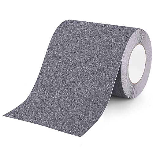 Qingluan Anti Slip Tape Heavy Duty Grip Tape Non Slip Stair Treads Waterproof High Traction Safety Tape for Indoor Outdoor Stairs Steps Floors (Grey, 5.9 Inch x 32.8ft) - color: Grey, size: 5.9 Inch x 32.8ft