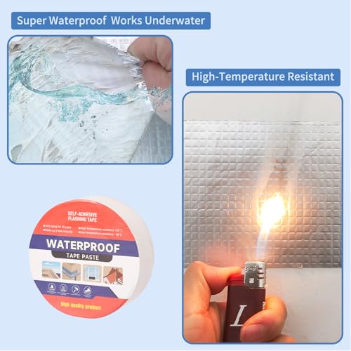 2" W X 32.8'L Waterproof Tape for Leaks Aluminum Butyl Tape with Adhesive for RV Repair, Glass Repairs, Air Mattress Patch, Window Caulking, Boat Sealing, Roof Patching - size: 2in x 32.8ft