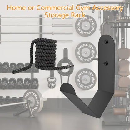 Yuleimy Battle Rope Storage Hook, Heavy Duty Wall Mount Gym Rope Hanger Bracket, Holds 100 LBS, Large Steel Organization Rack for Home & Commercial Gyms, Black, 1 Pack - size: 1 Pack