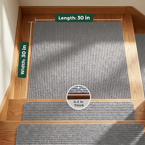 MBIGM Non-Slip Carpet Stair Tread Mat 30" x 30" Landing Rug-Matching Mat Non-Skid Safety Rug Slip Resistant - Light Gray - color: Light Gray, size: 2'6" x 2'6" - 1 pcs