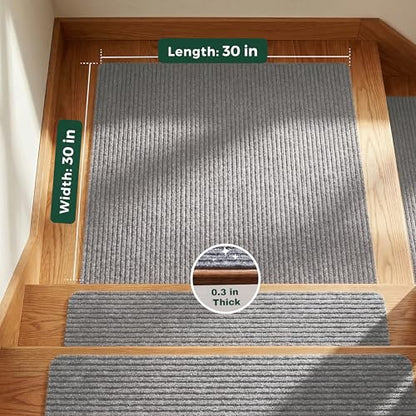 MBIGM Non-Slip Carpet Stair Tread Mat 30" x 30" Landing Rug-Matching Mat Non-Skid Safety Rug Slip Resistant - Light Gray - color: Light Gray, size: 2'6" x 2'6" - 1 pcs